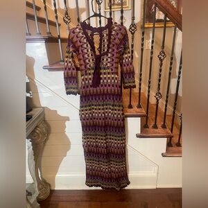 Free People Vibrant Zig Zag Knit Maxi Dress XS